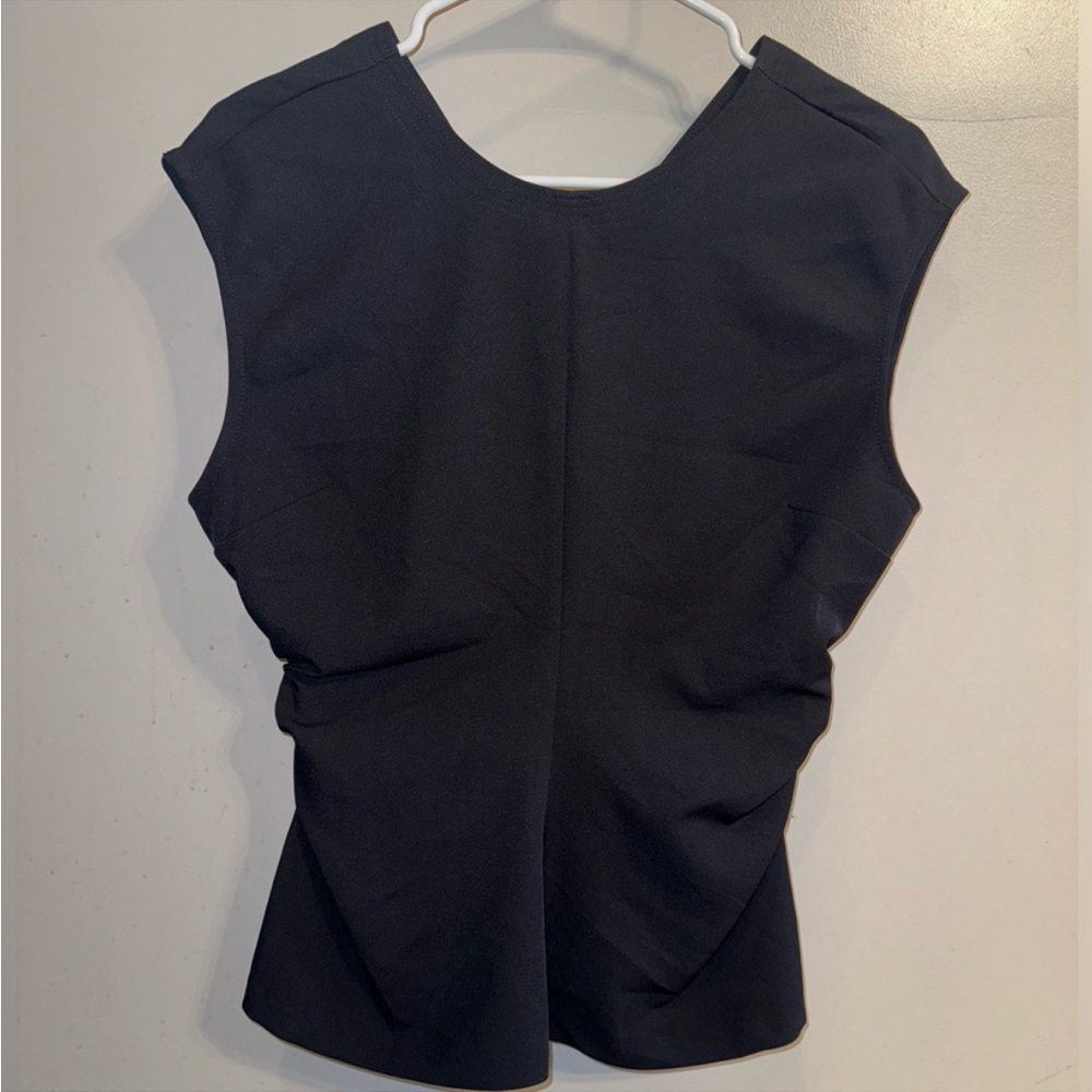 Zara NWT ruched peplum black top - Picture 2 of 4